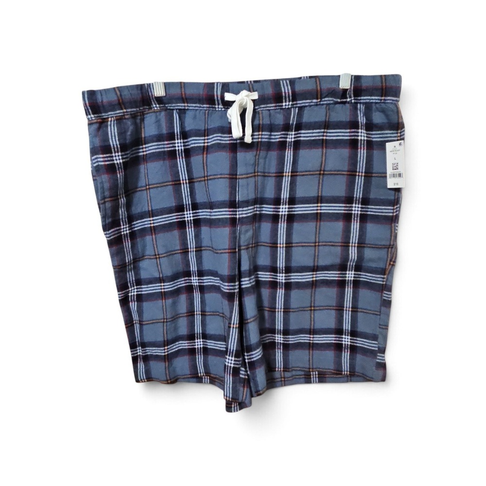 Goodfellow & Co Mens Blue Plaid Flannel Pajama Shorts Sleepwear Size L NWT 0373